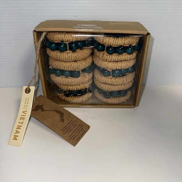Unbranded Other - NEW 6 VEITNAM MADE Napkin Rings Tan Green